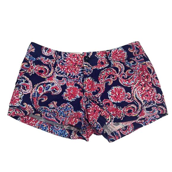 Lilly Pulitzer The Walsh Halibut Navy Pink Coral Print Chino Shorts ~ Women’s 4 - Picture 1 of 5